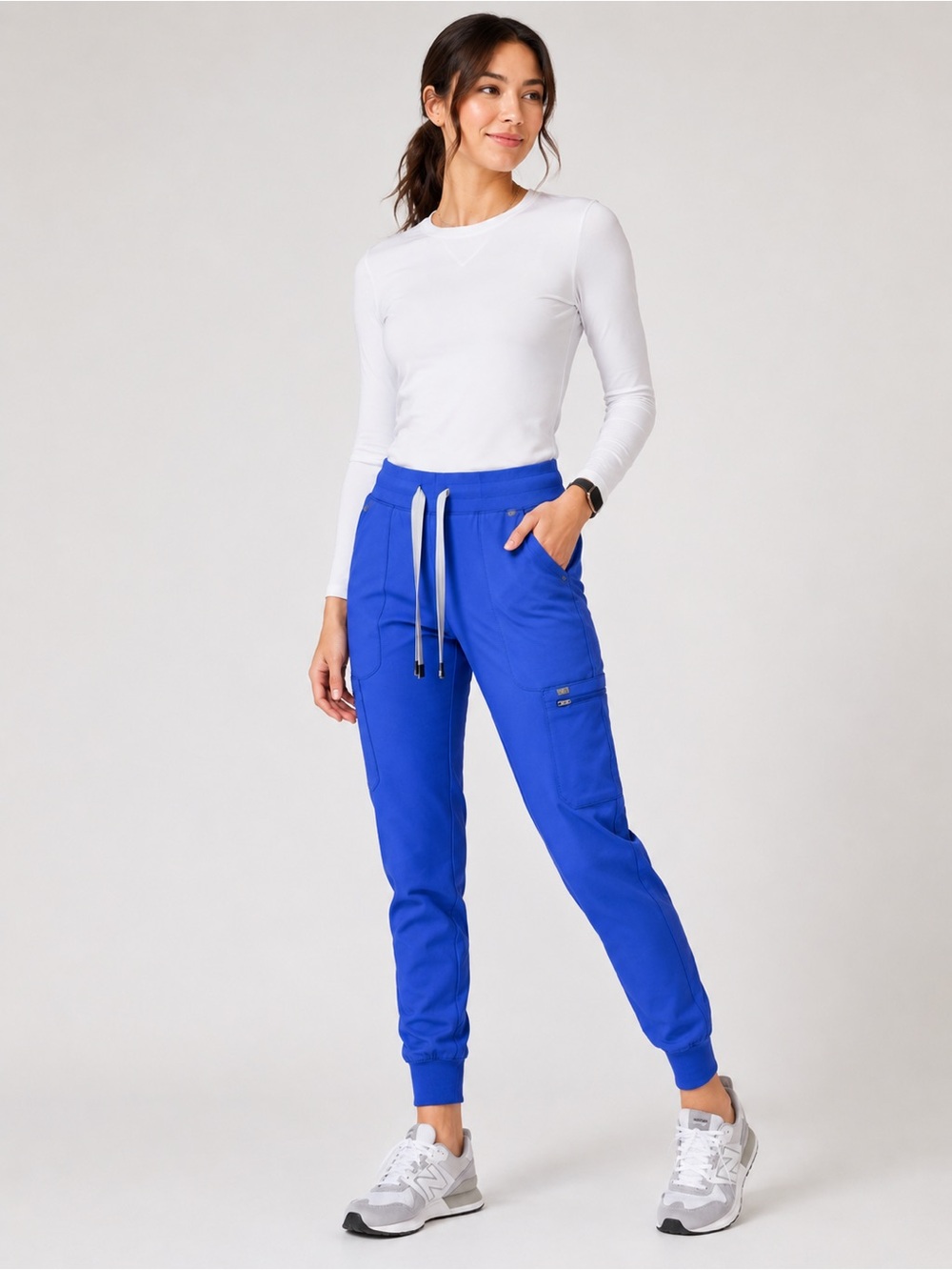 FIGS Zamora Jogger Scrub Pants Blue Drawstring Cargo Pockets Women's XXS